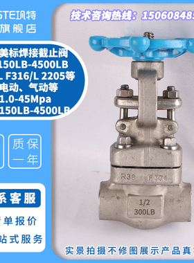 不锈钢焊接美标截止阀F304 F316 2205 2507 2520 CL300 600 800LB