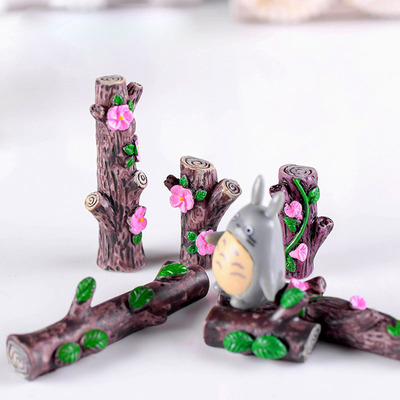 微景观卡通树脂树桩仿真树干桌面花盆多肉植物盆栽造景树枝摆件