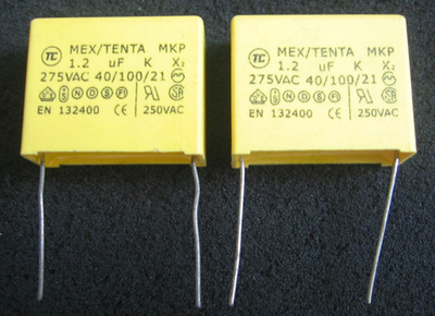 国产 MEX/TENTA 1.2u275V AC MKP薄膜电容