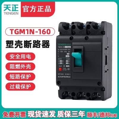 TENGEN天正电气 TGM1N-160L/3300 160A塑壳断路器空气开关3P 380V