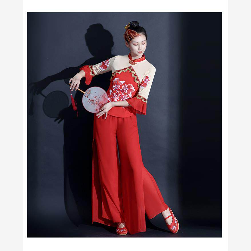 秧歌服演出服女中国风民族古典舞蹈服装飘逸套装扇子舞台现代独舞