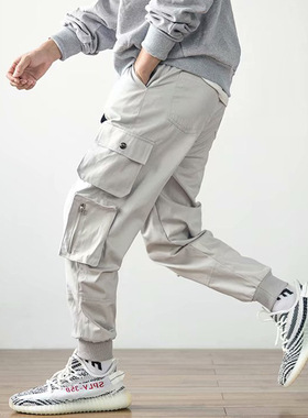 Men's Cargo Pants Korean Trend Beltless Casual Pants Tether
