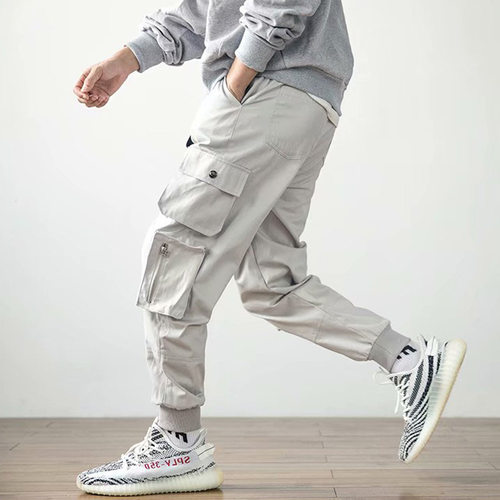 Men's Cargo Pants Korean Trend Beltless Casual Pants Tether