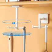 墙壁挂免打孔360度无痕挂架强力粘勾可旋转挂钩六爪厨房收纳6爪钩