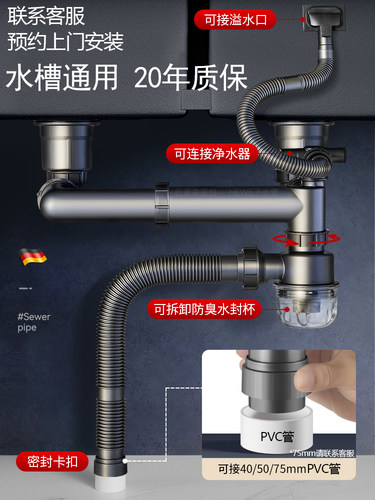 包安装洗菜盆下水管全套