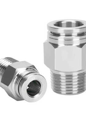 304不锈钢快速接头气动PC8-01/PL6-02/038mm气管快插直通高压高温