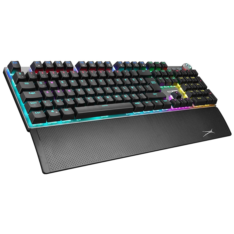 出口美国Altec幻彩6色背光游戏键盘108/87键青轴机械粉白混色有线