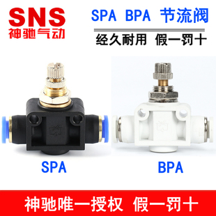 神驰SNS气管调速阀管道节流阀BPA SPA-4 6 SPA-8 10 12 1/4 1/2