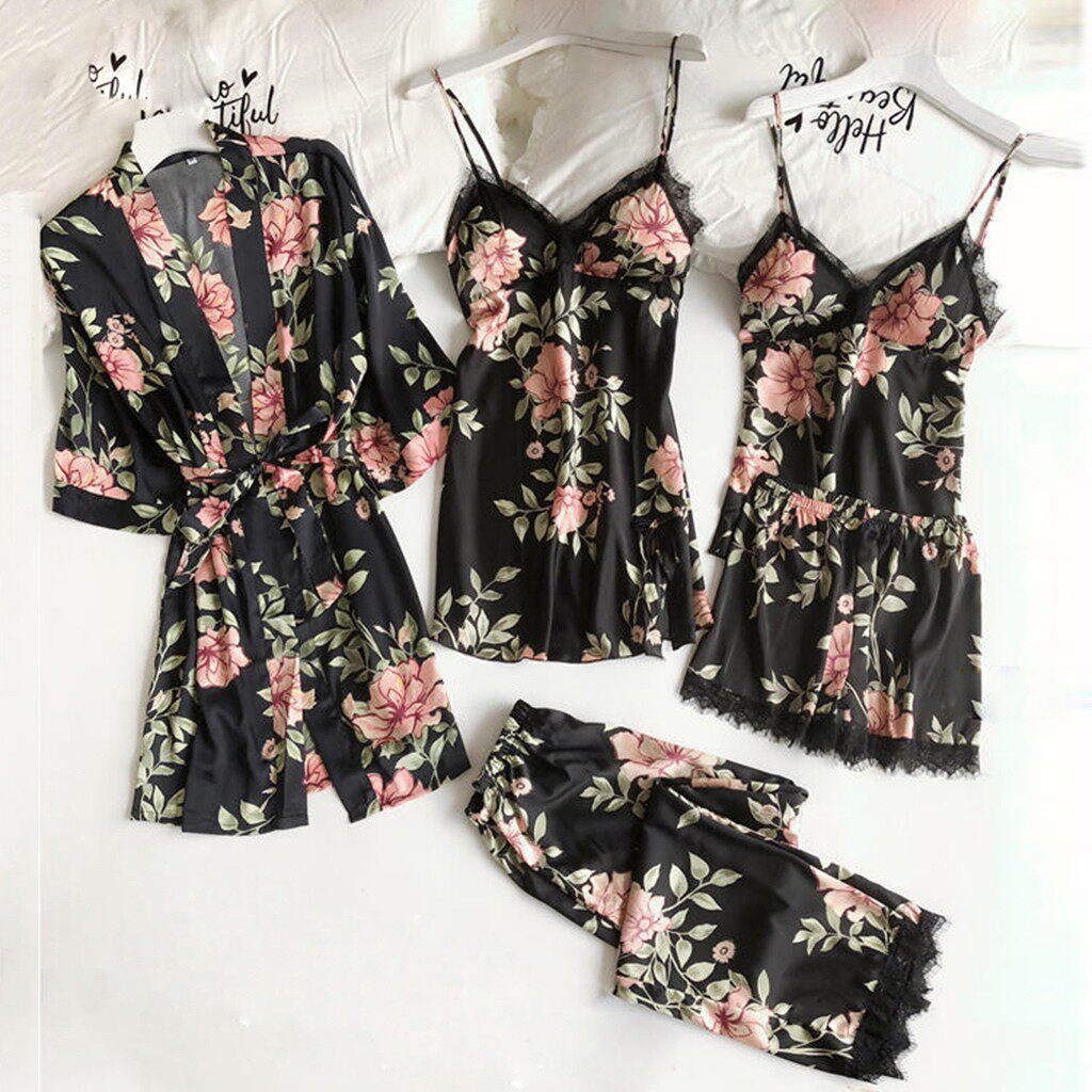 2022 Ladies Sling Five Piece Homewear Underwear Robe睡衣睡袍