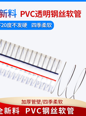 PVC钢丝软管油管 透明软管加厚高压防爆带钢丝水管塑料2寸钢丝管