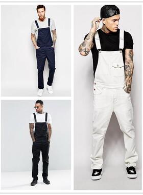 欧美牛仔背带裤修身显瘦男长裤欧洲站男式背带裤men's overalls。