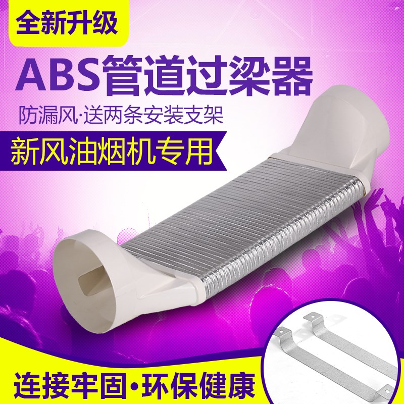 新风系统排油烟机换气扇75/110/160/200过梁器不打孔通风管道扁管