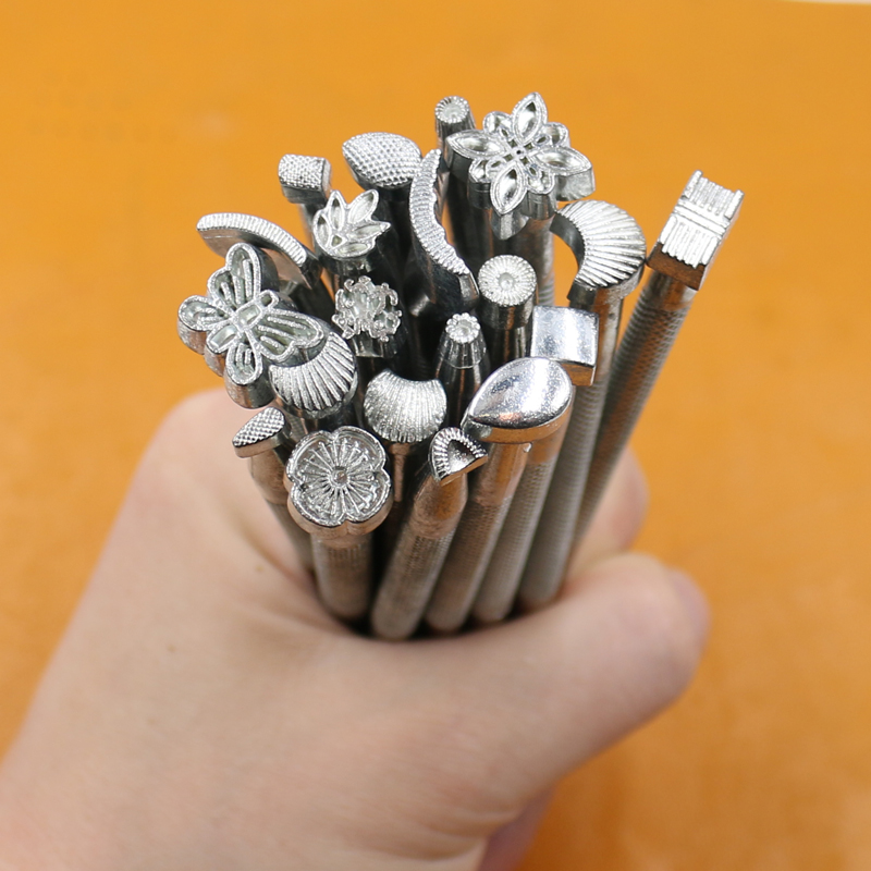 皮雕印花工具 手工DIY皮具皮革植鞣革手工雕刻皮雕工具印花20支