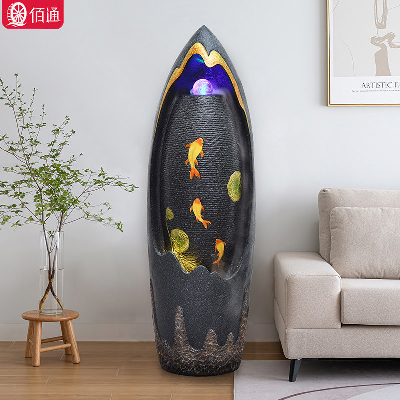 流水喷泉客厅加湿器玄关招财风水轮循环水景观家居装饰品落地摆件