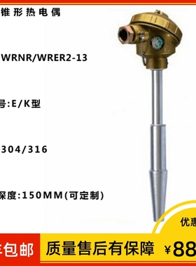 上海仪表 双支热电偶wrnr2-13 K分度 L=480MM 0-565℃ 锥形保护管