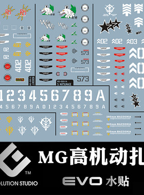 EVO-MGCU01水贴 可用于万代 MG高机动扎古 真红白狼黑三连