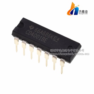 直插| CD4001BE DIP-14 原装进口 德洲TI 全新正品 四2输入或非门
