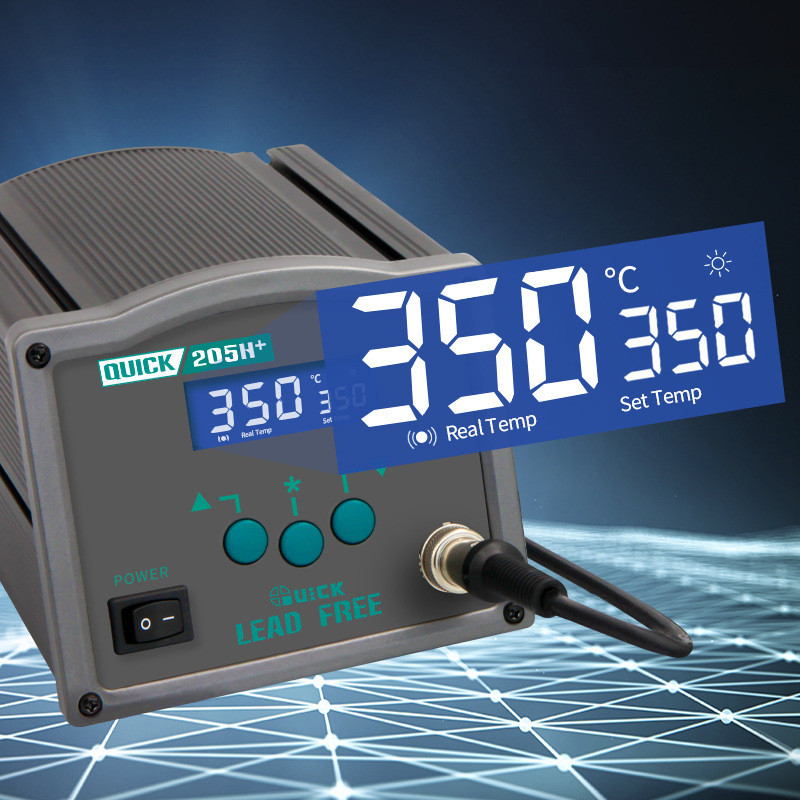 快克205+焊台大功率电烙铁QUICK数显恒温智能高频150W无铅电焊台