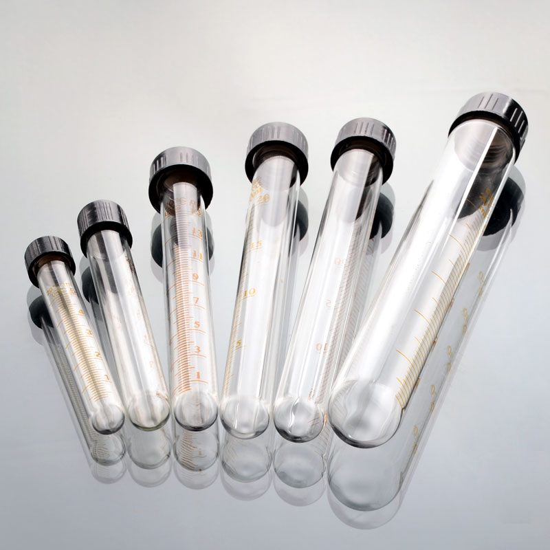 玻璃螺口试管5/10/15/20/25/50ml圆底刻度带盖具塞试管高温样品管图片