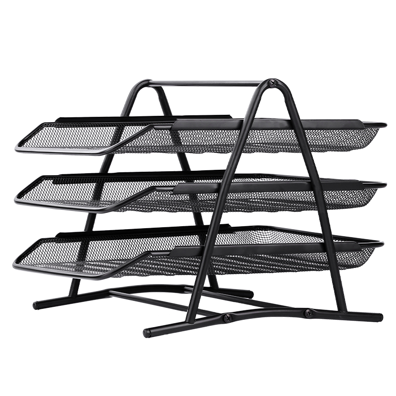 三层文件盘金属铁网架办