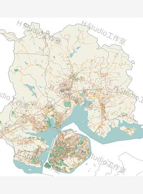 厦门城市全区域GIS地图CAD分析图纸ai矢量设计源文件素材电子版a