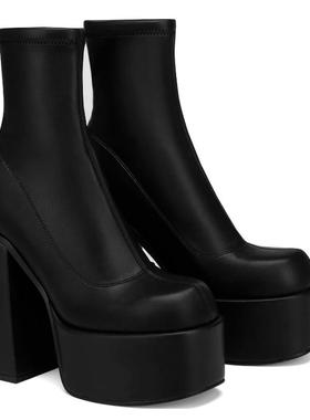 women high heel boots big size 43 martin boots大码高跟女短靴