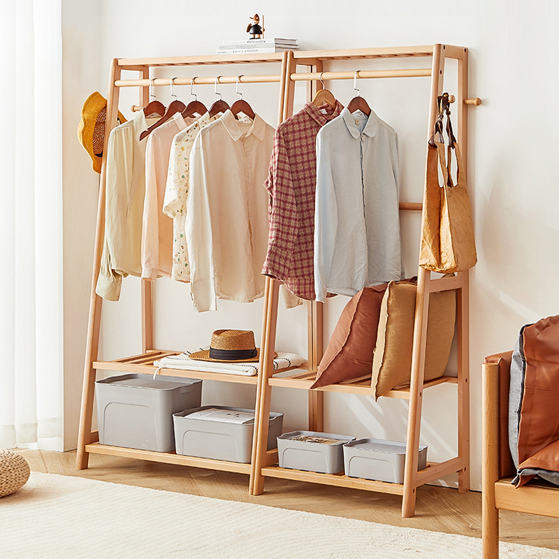 全实木衣架落地卧室挂衣架家用衣帽架简约晾衣架现代简易衣服架子