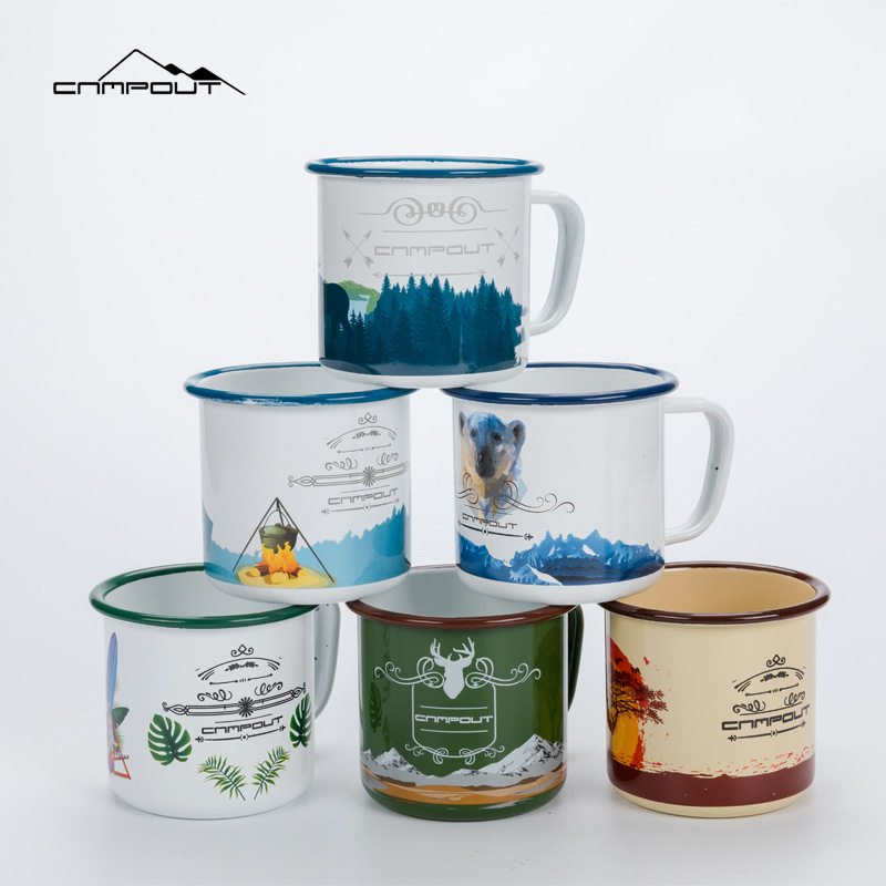 户外搪瓷杯复古创意马克杯卷边搪瓷杯加厚珐琅水杯