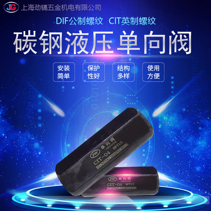 碳钢液压管式单向阀DIF-L10H内丝直通CIT-02油压管式3/4止回阀