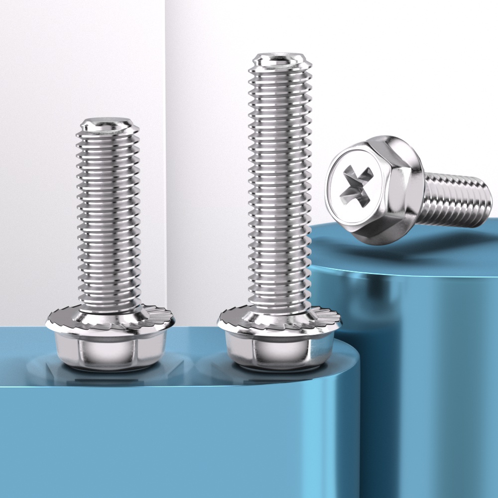 不锈钢十字带齿法兰面螺