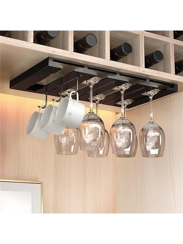 枪灰红酒杯架倒挂高脚杯收纳置物架子家用高档轻奢摆件悬挂式酒柜