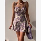 Romper碎花褶皱抽绳收腰连体裤 Ditsy 女 Tied Frill Floral Print