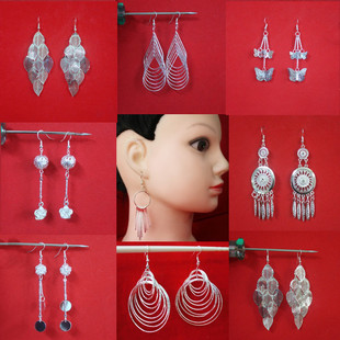 少数民族银饰头饰舞蹈演出佩戴夸张新款民族风耳环苗族银饰耳串
