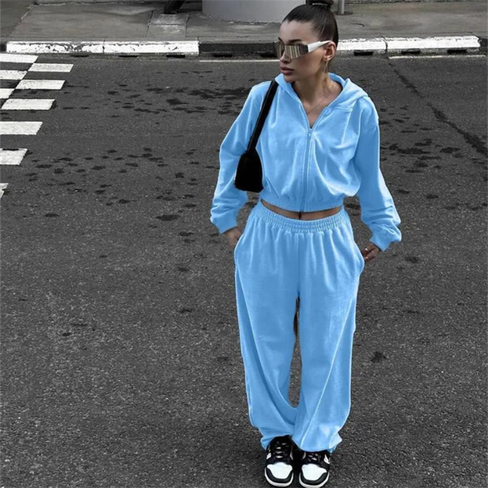 INS欧美运动服卫衣长裤套装女 hoodie pants tracksuit set women