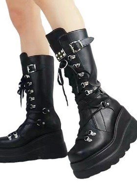 Demonia 厚底靴暗黑哥特式大码骑士靴gothic women knights boots