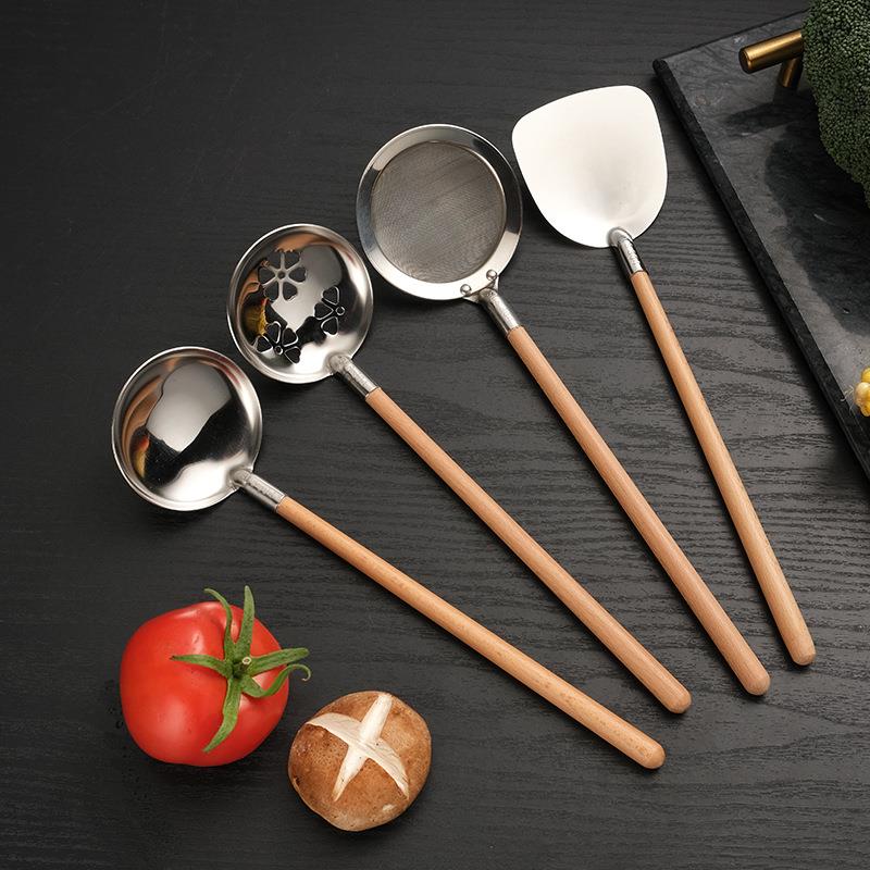 不锈钢锅铲家用日式木柄