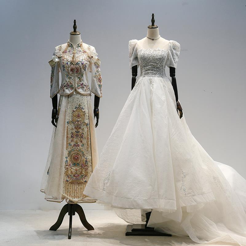 婚纱秀禾模特道具女半全身人台服装店橱窗假人体偶模特展示架子
