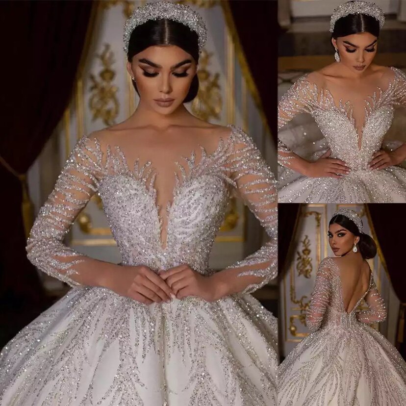 Wedding Gown Bridal Gown Floor Length Sequins Custom Made