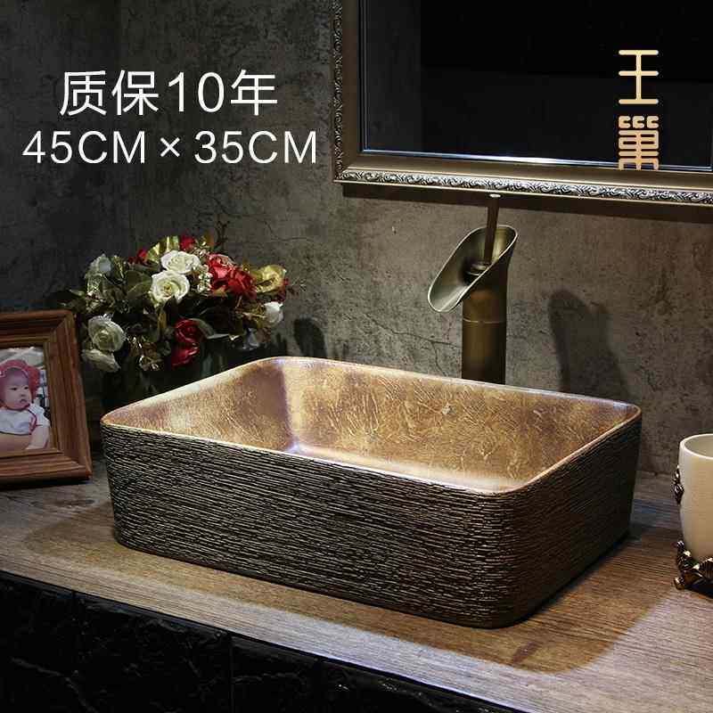 复古洗手盆仿古台上盆新中式方形艺术盆美式小尺寸洗脸盆仿古洗漱