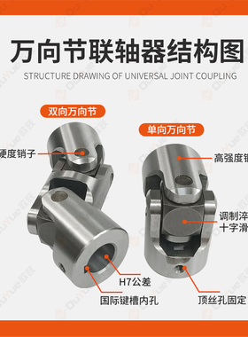 WSSD万向节PGHA万向联轴器精密单双可伸缩十字节接头滚针轴承钢制