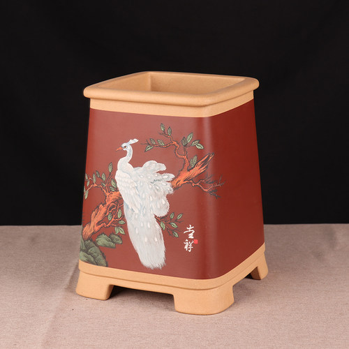蔓木人宜兴紫砂花盆精品