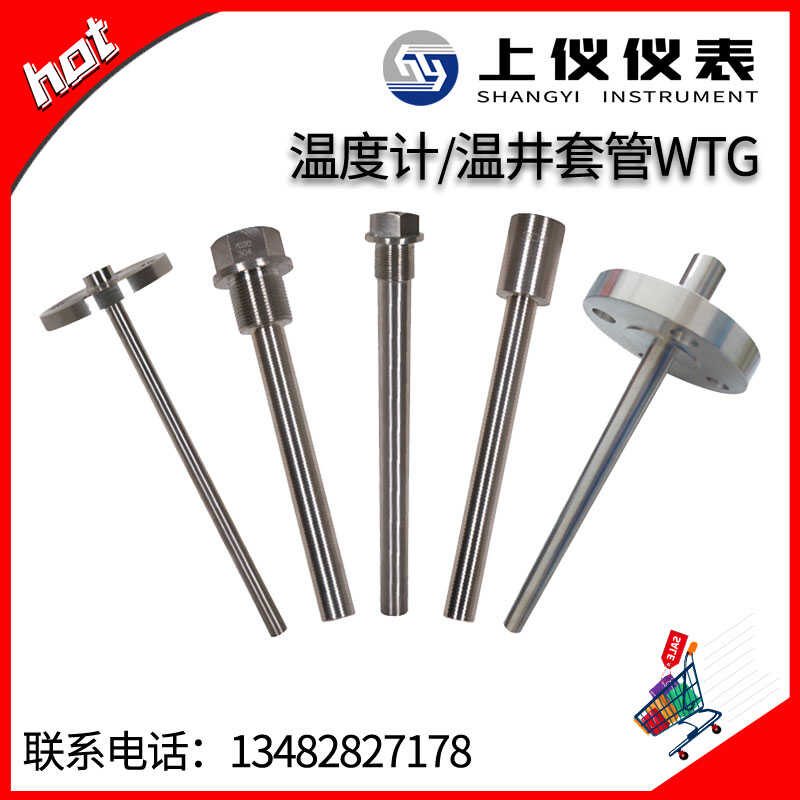 上仪304/316L不锈钢法兰温度计套管内螺纹M27*2法兰套管内外牙m20