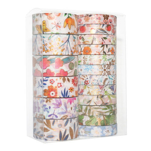 18Pcs/Set Gold Foil Washi Tape Cute Plant Flower Masking Tap