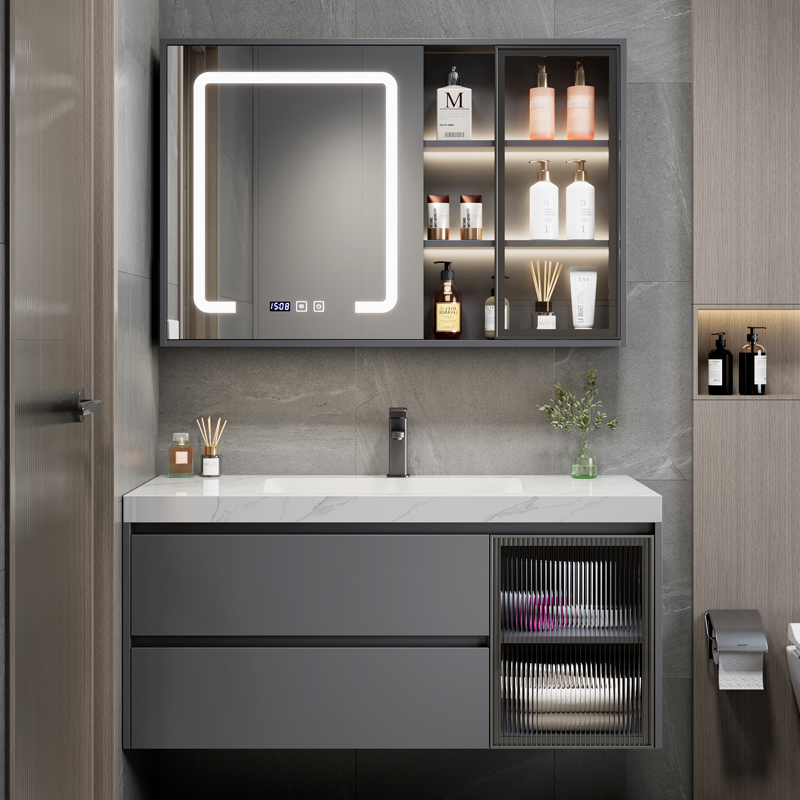 无缝岩板陶瓷一体盆浴室