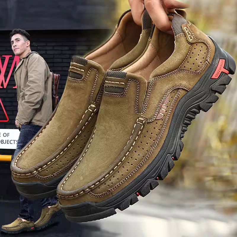 秋季套脚休闲男鞋真皮防滑户外鞋男大码软底爸爸鞋宽版肥脚大头鞋,流行男鞋,单鞋,淘宝优惠券,粉丝福利购,淘宝优惠卷