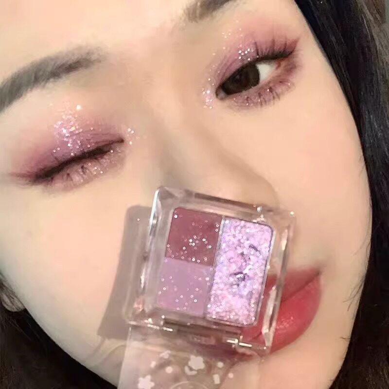 网红爆款冰葡萄粉紫色眼影萌新三色蔷薇眼影大地色哑光珠光超闪