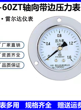 雷尔达压力表面板式仪表Y60ZT 11.6MPAY60Z轴向真空压力表水压表