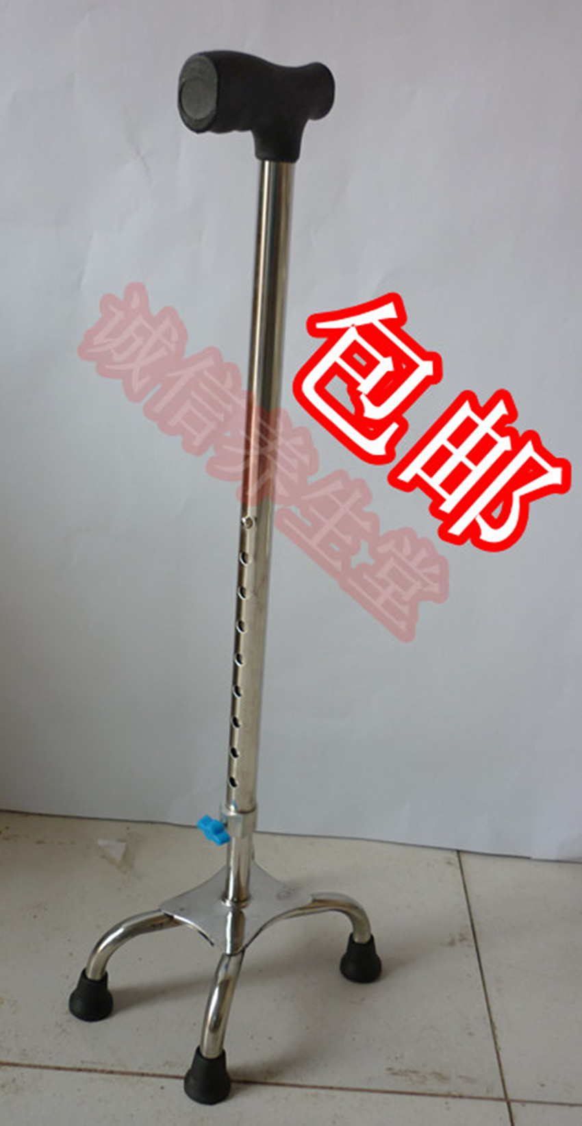 加厚不锈钢四脚拐杖/防滑手杖四角拐杖 老人专用手杖拐杖
