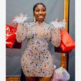 women dinner party dress plus size lady formal skirt 女裙短