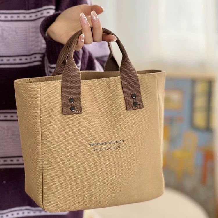 帆布纯色手提袋日式便当